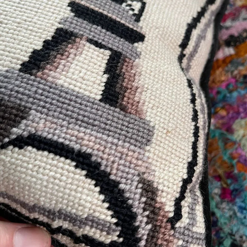 VTG Paris Needlepoint Pillow Eiffel Tower Velvet Back French Cottage Decor